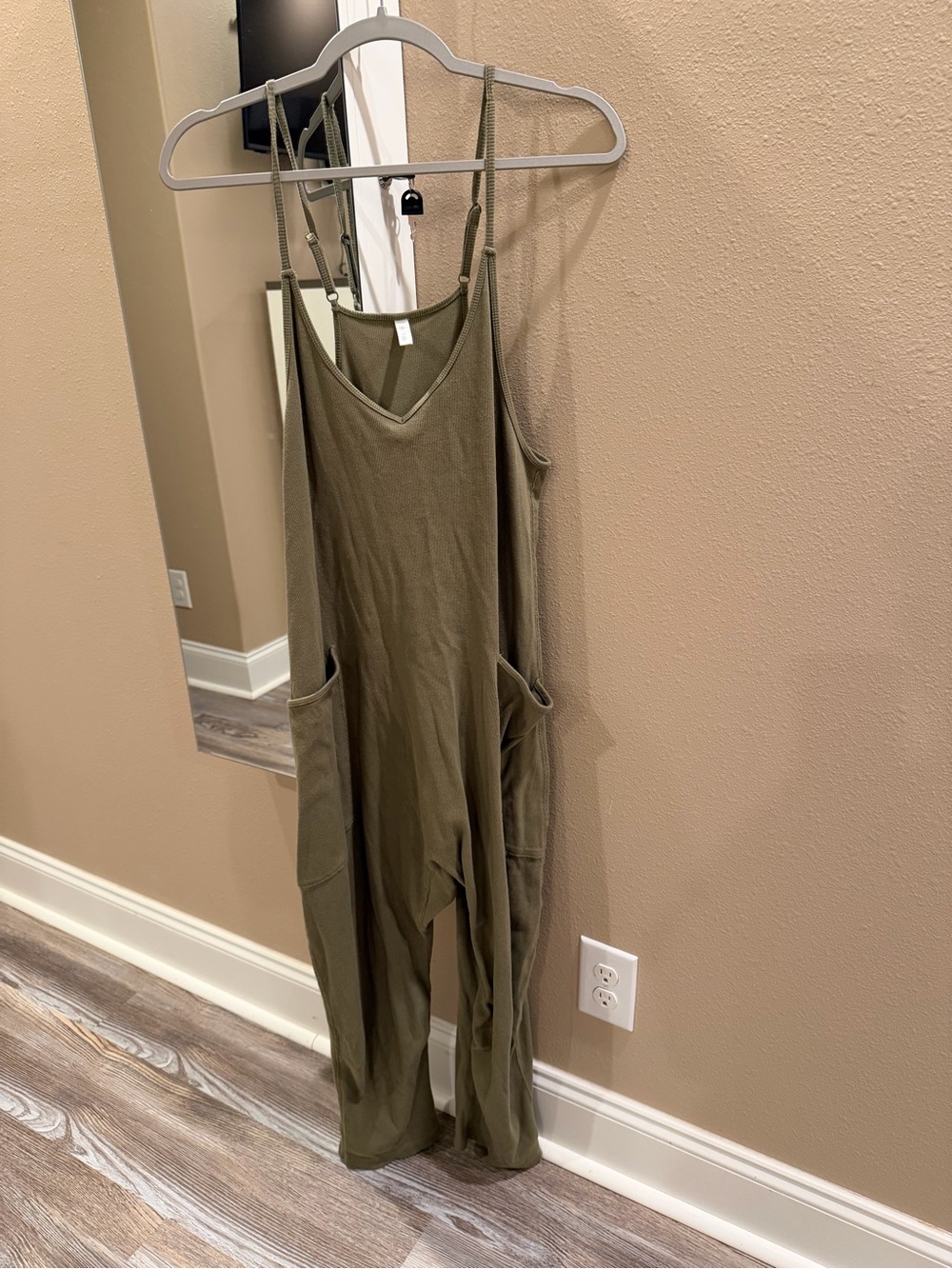 Wishlist Olive Green Strapless Jumpsuit with Pockets